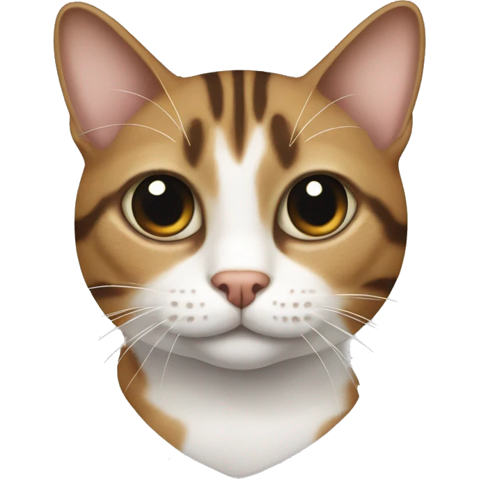 Brown and white tabby cat with black around eyes  emoji