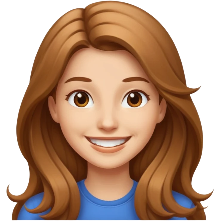 smiling energetic woman with long light brown hair and fair skin emoji