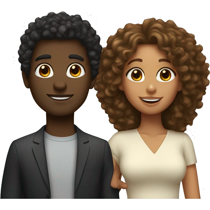 black girl with big curly 3a hair and white white guy with brown hair  emoji