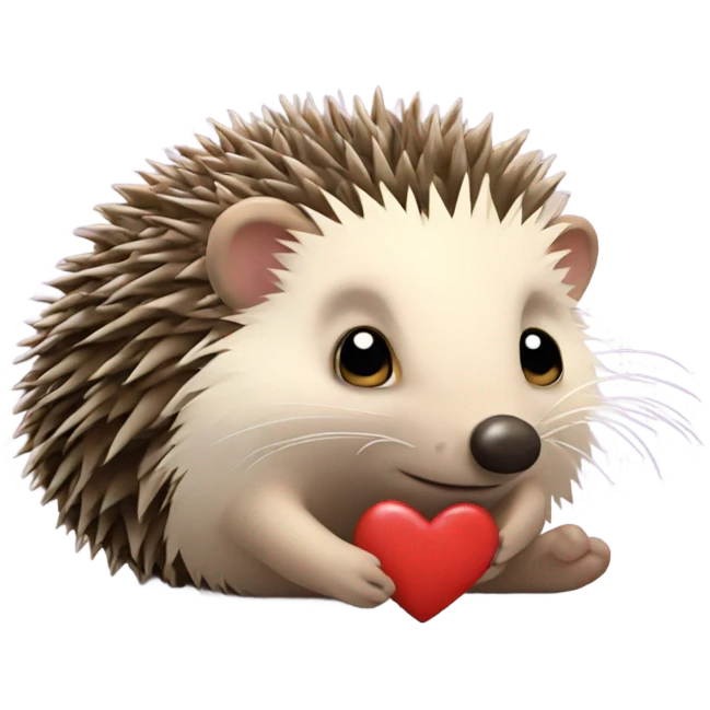 the hedgehog holds the heart emoji