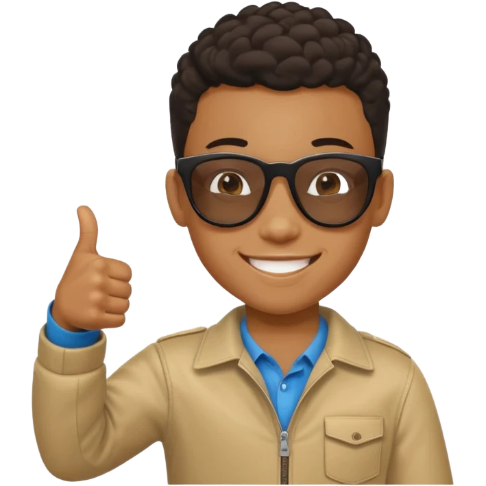 Creat light black kid with this "👍, 👈, 😀, 😎, reaction emoji