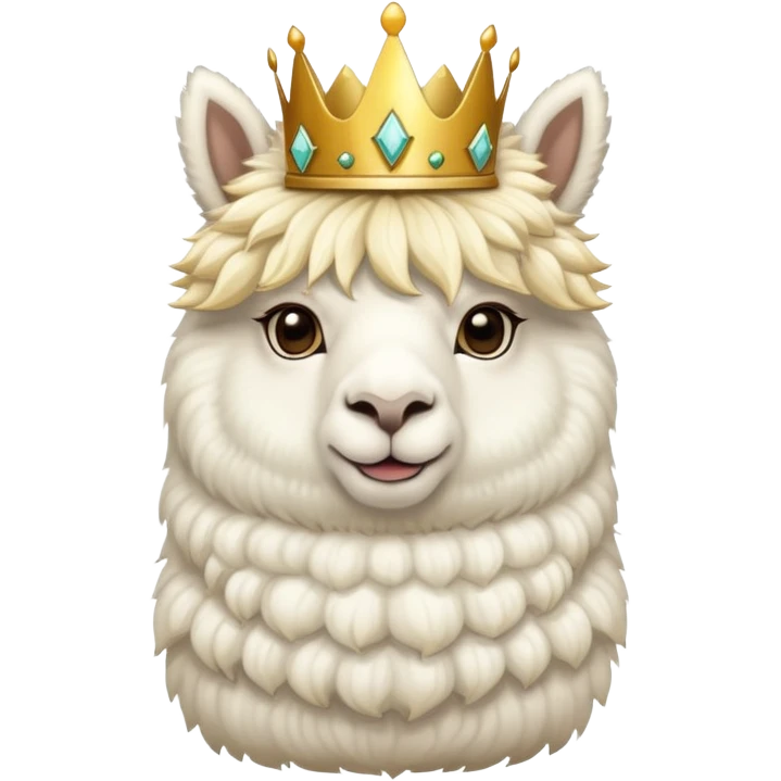 white fluffy king alpaca wearing a golden crown emoji