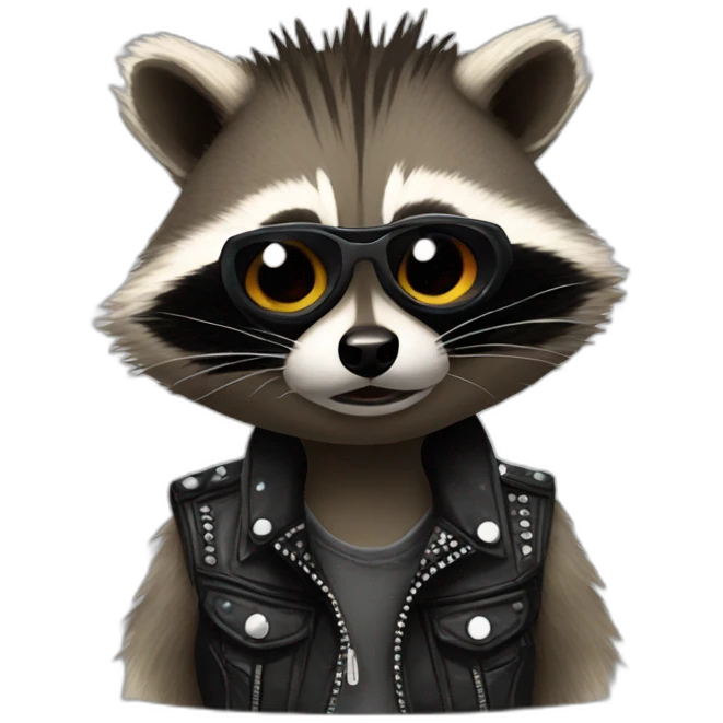 Punk rock style raccoon emoji