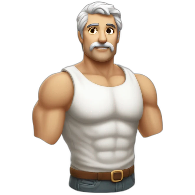 homem musculoso igual a Roma antiga. Mármore branco. Sem roupas. O bico do peito está em destaque emoji
