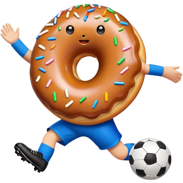 A donut playing soccer. emoji