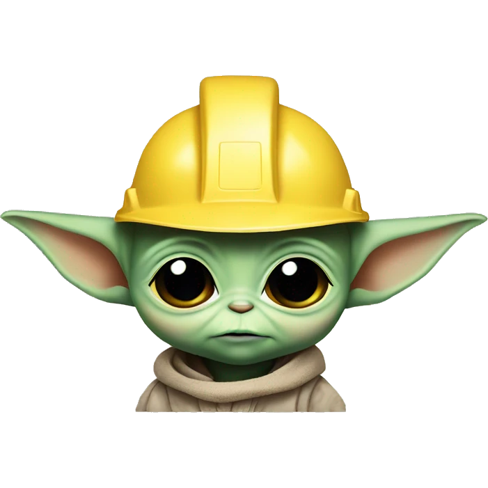 Baby Yoda  wore a yellow construction helmet emoji