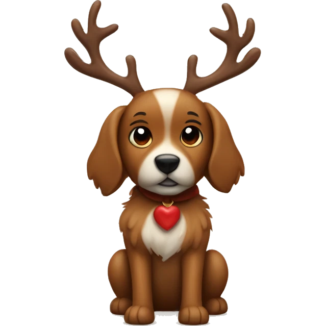 Cute Rudolph the deer next a brown furry dog emoji