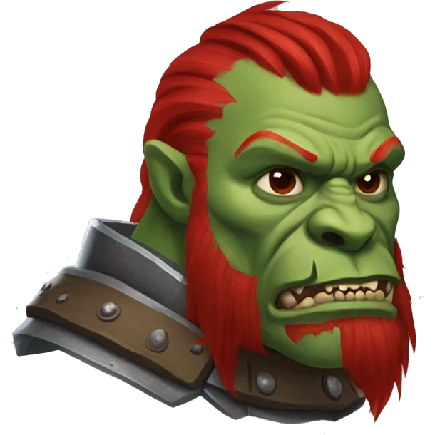 Armored Berserker orc with red beard & red ponytail emoji