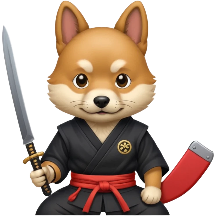 dog japan ancient ninja with small knife emoji