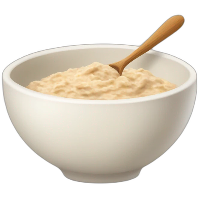 bowl of oatmeal with baby hand in it emoji