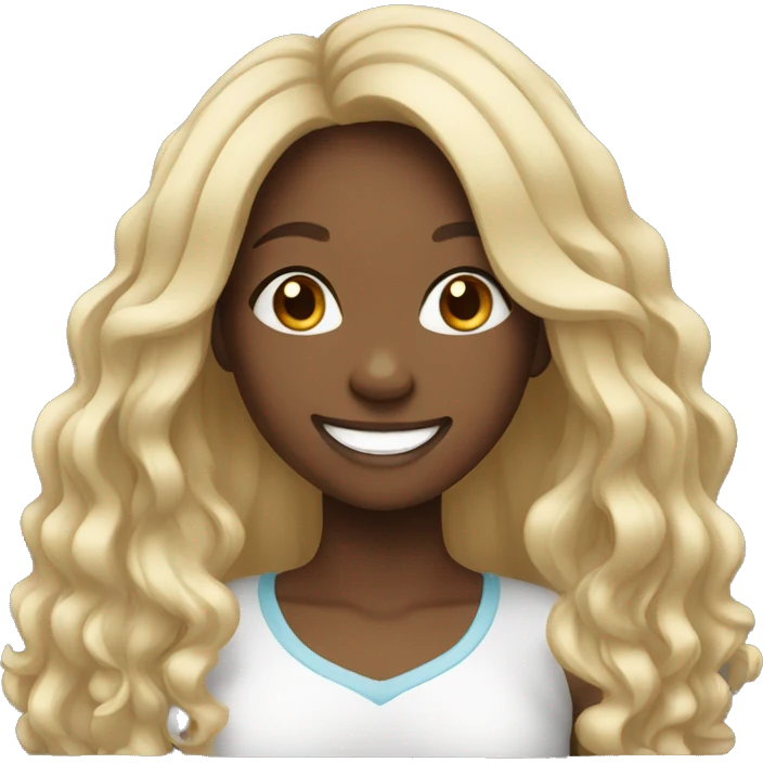 Happy smile black girl with long hair  emoji