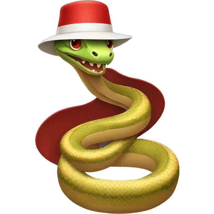 snake whit a red hat  emoji
