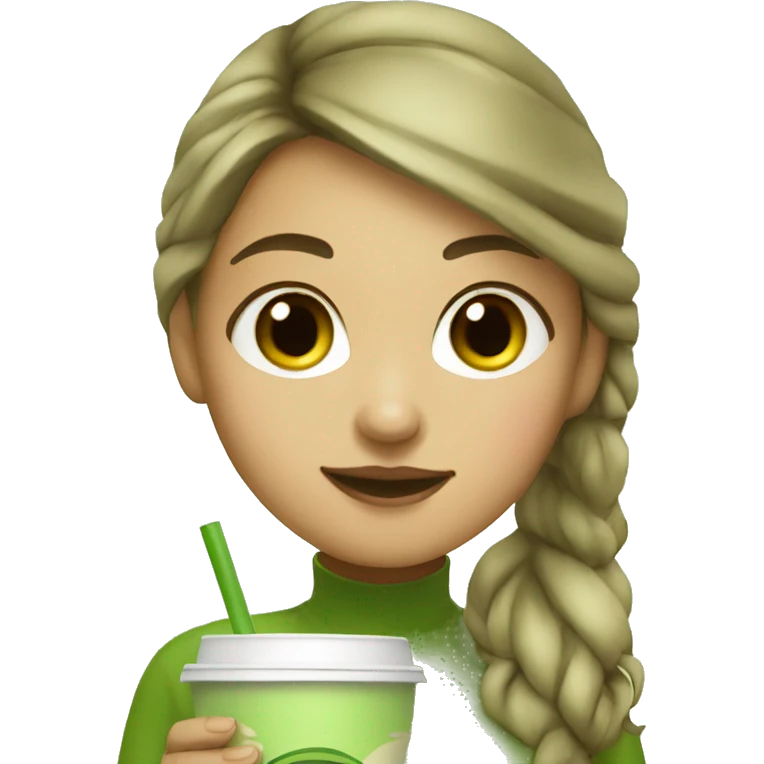 Girl drink matcha latte emoji