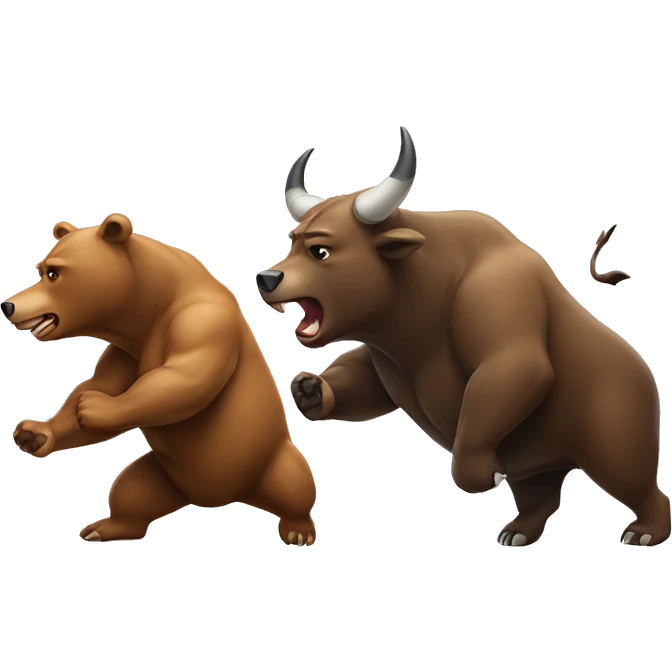 Bear and a bull fighting emoji