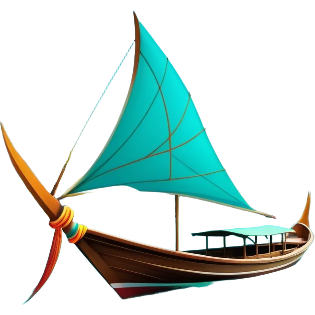 ​Cinematic Realistic Authentic Thai Longtail Boat, depicted as a traditional wooden longtail boat with a sleek, elongated hull and a brightly painted canopy, its long tail fin cutting gracefully through turquoise waters under a clear tropical sky, rendered with vibrant textures and dynamic natural lighting that captures its rustic charm and cultural heritage, emoji