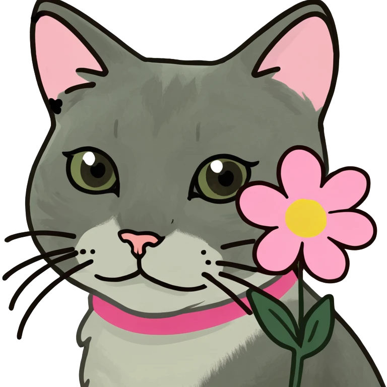 Cat with pink flower emoji
