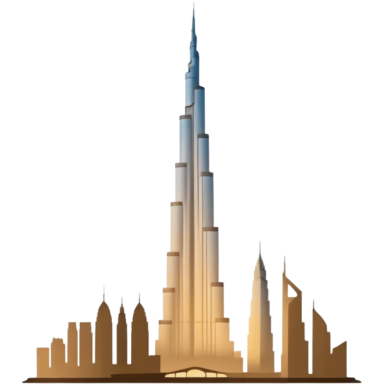 Burj Khalifa, beige silhouette, minimalism, with long shadow, emoji style emoji