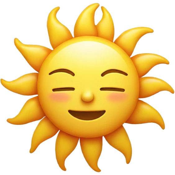 sun with face looking to the left with rosy cheeks emoji