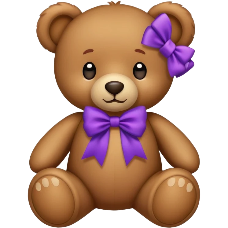 Un osito café con moñita morada  emoji