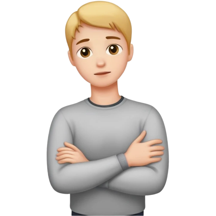 crossing arms holding neck ￼ emoji