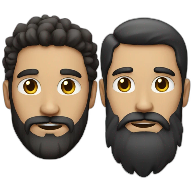 Two latin Bearded Men with a black and white cat emoji