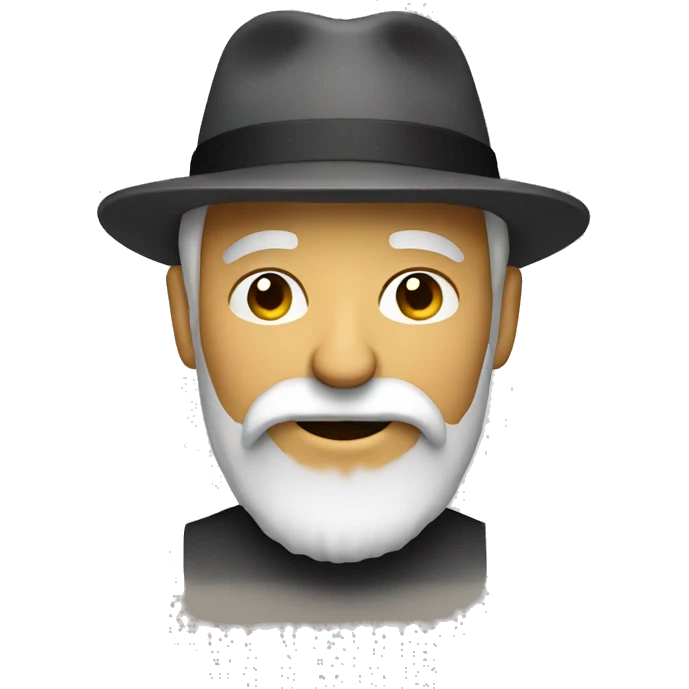 man with beard and hat eating  emoji