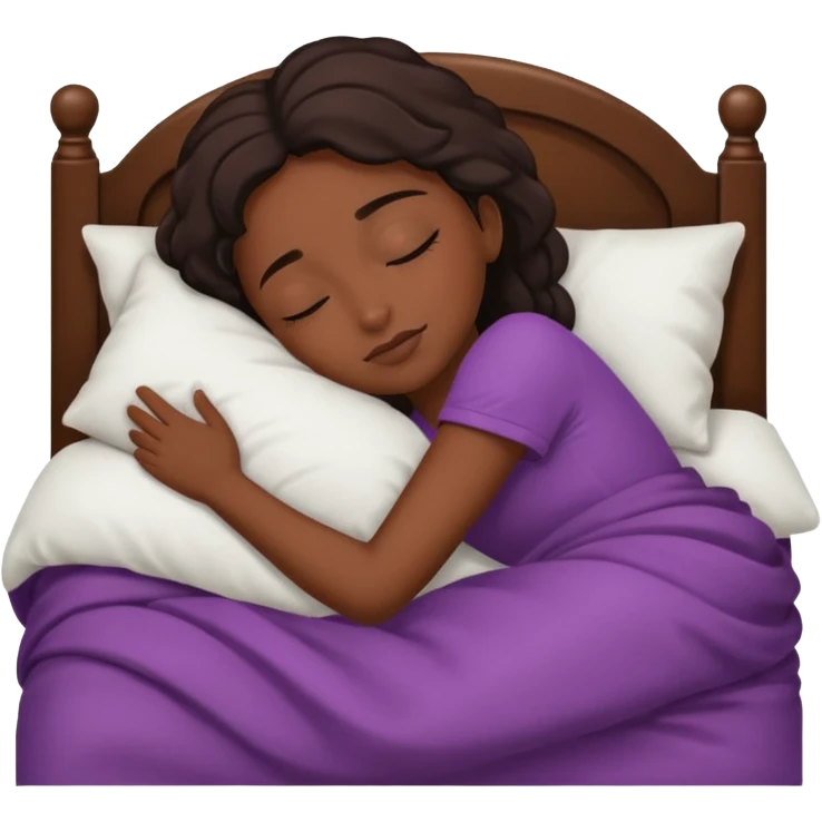 Dark skinned girl sleeping in bed emoji