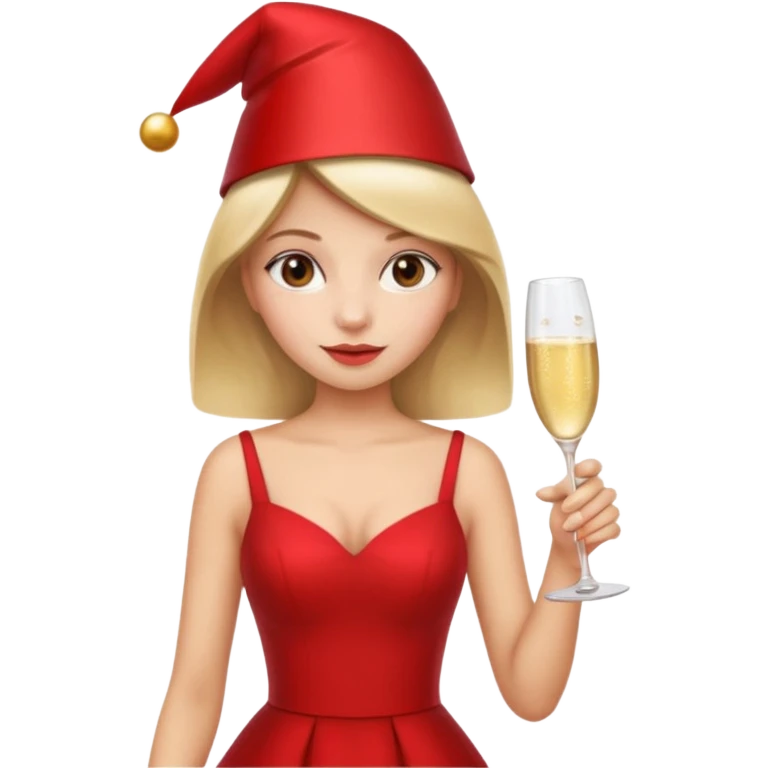 A girl in a red dress celebrating at a party emoji