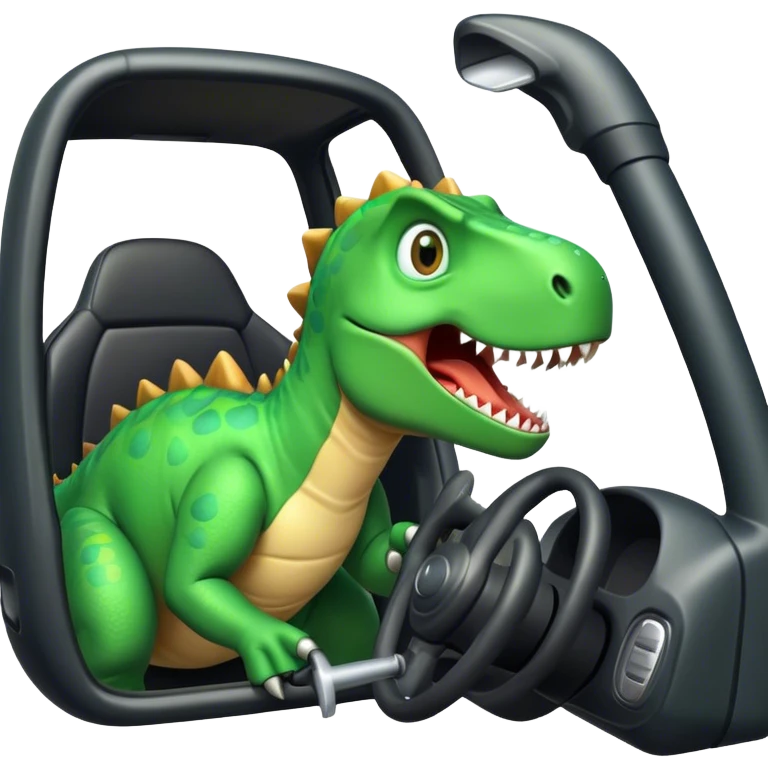 Dinosaur hitting a driver emoji