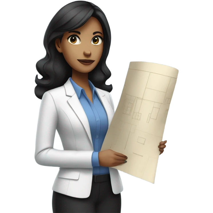 woman profession architect black straight hair and black eyes emoji