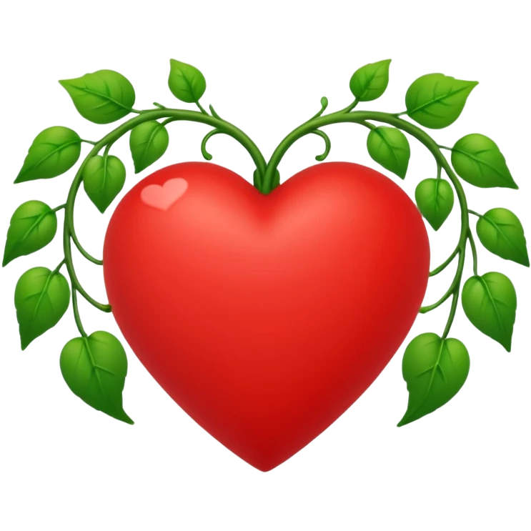 red heart with green vines growing around it emoji