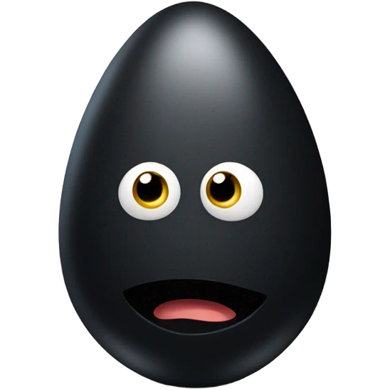 Black egg with a silly face emoji