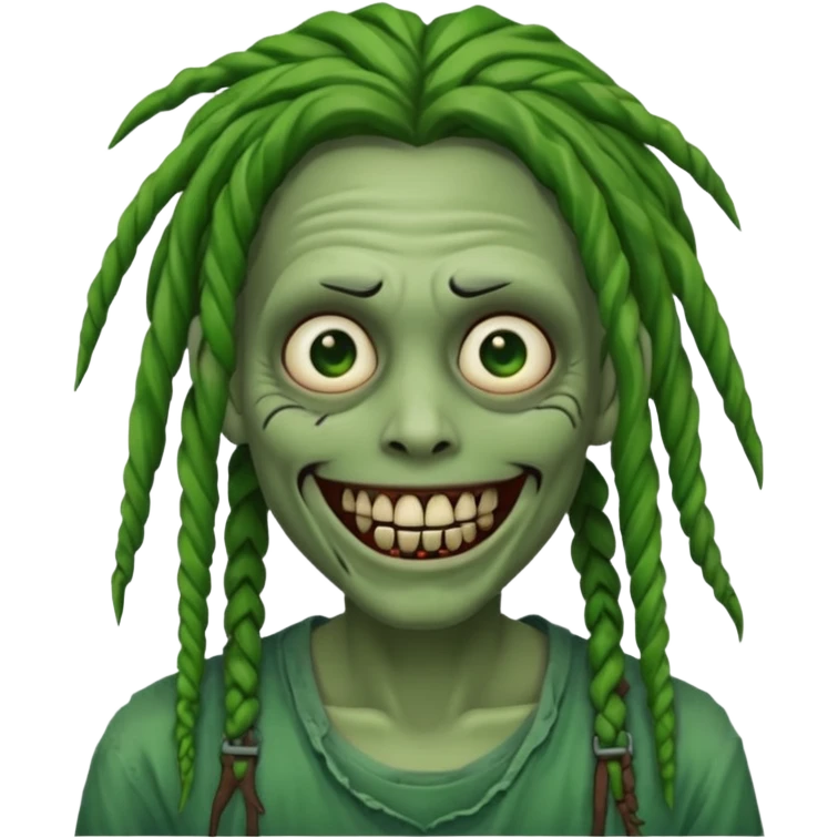 zombie with dreads with braces smiling  emoji