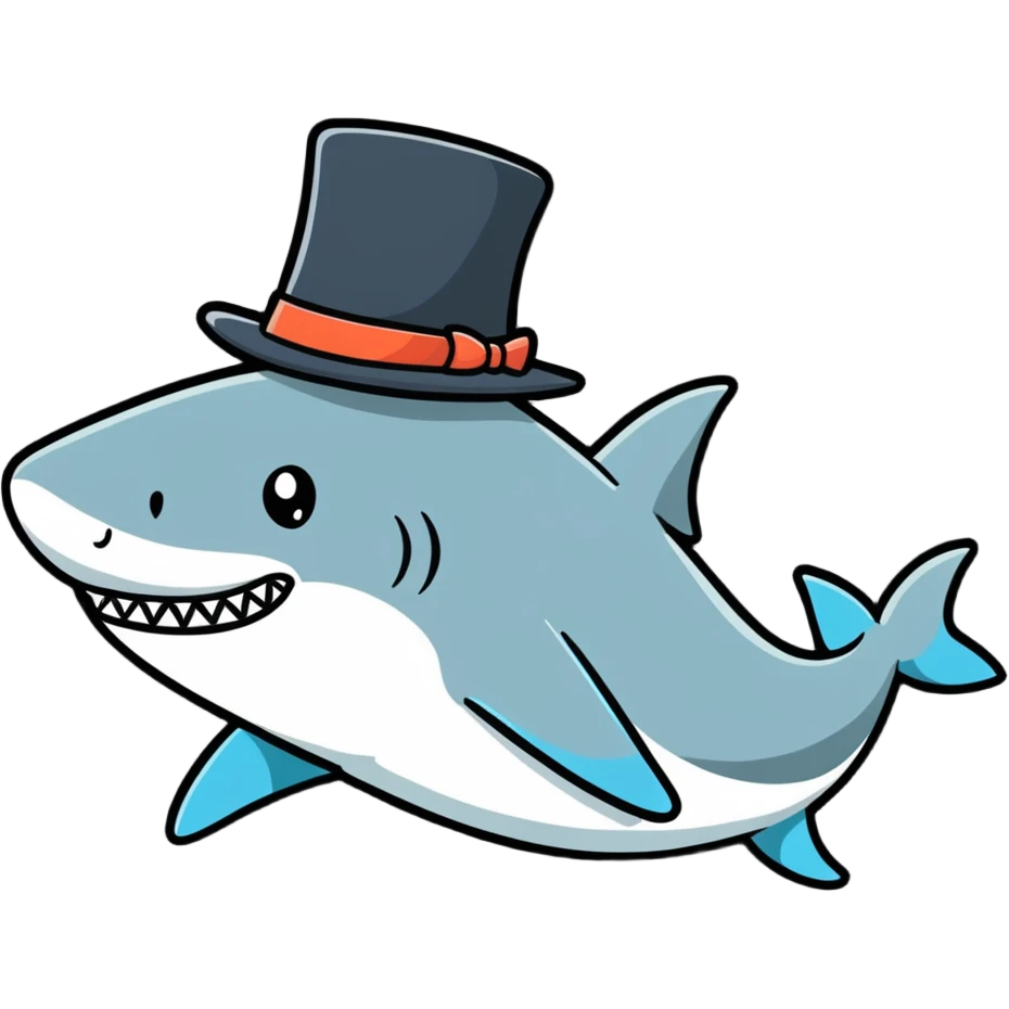 Shark with a top hat emoji
