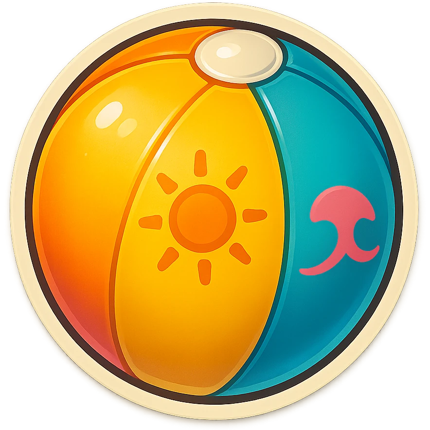 A cheerful beach ball with a summer pattern. emoji