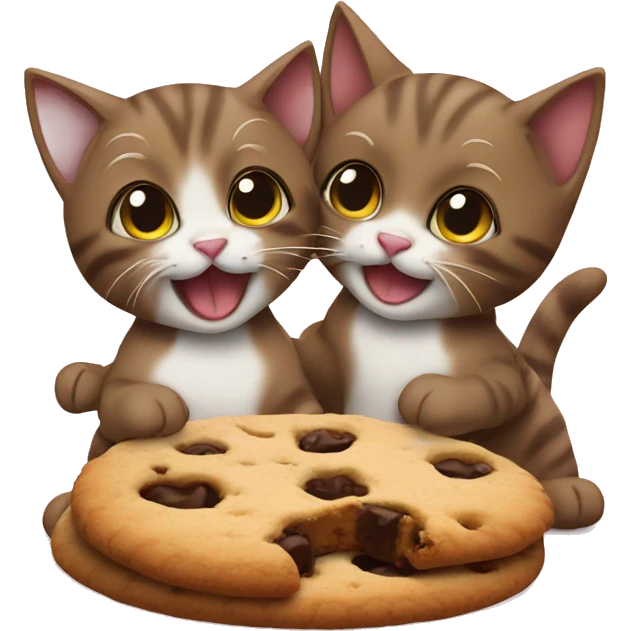 Two kittens brown, eating cookie  emoji