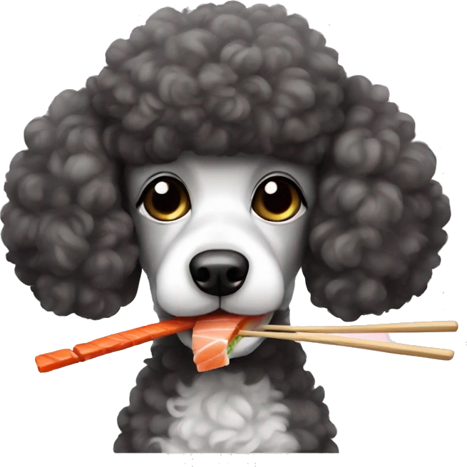 poodle eating sushi emoji