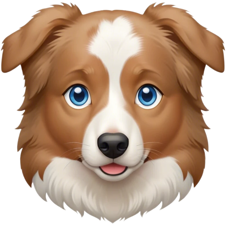 white and light brown australian shepherd with blue eyes emoji