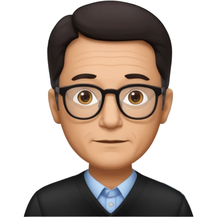 Make an emoji of a 56 year old male with glasses and dark hair with Jewish features and have him in front of an ai  emoji