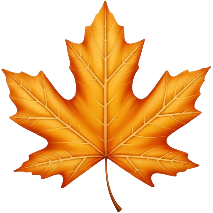 One large maple leaf mid-float with soft motion lines and a little shimmer, golden-orange gradient. emoji