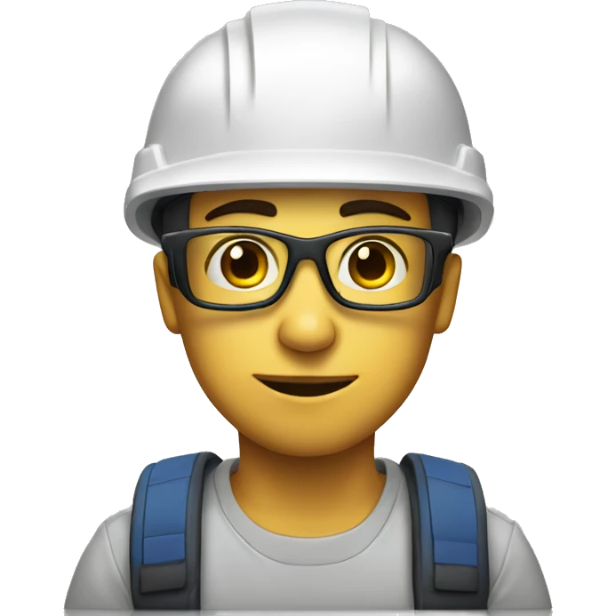 Young man wearing a safety helmet, earplugs and glases  emoji