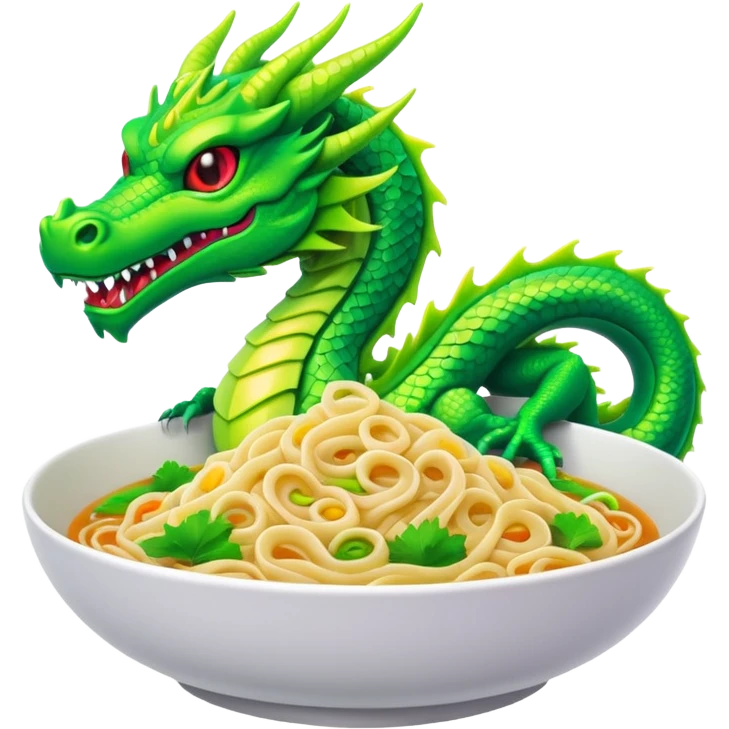 Cyberpunk style noodles restaurant and dragon emoji