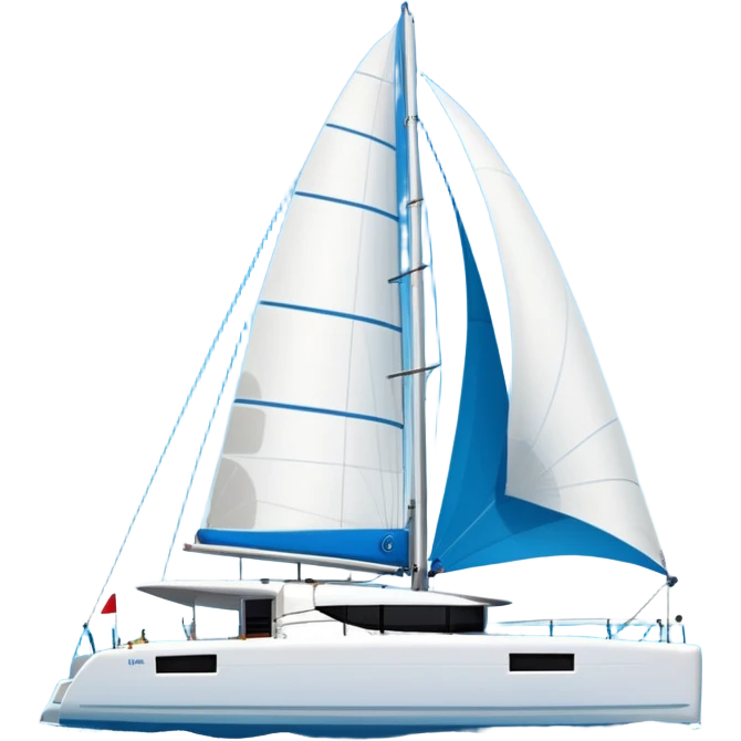 A lagoon 42 catamaran with no wording or letters on the boat  emoji
