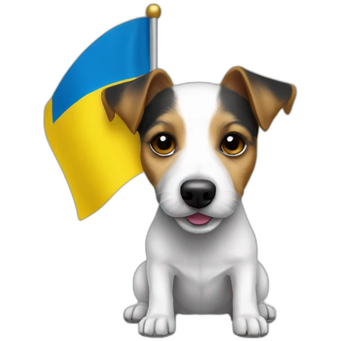 Jack Russell terrier dog with the flag of Ukraine  emoji