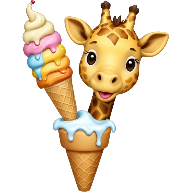 Giraffe with Ice Creams
Giraffe licking tall cone

 emoji