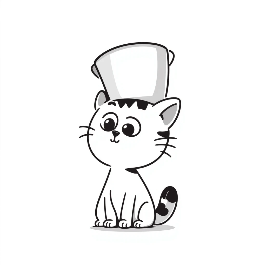cute cat sitting with a large bucket stuck on its head emoji