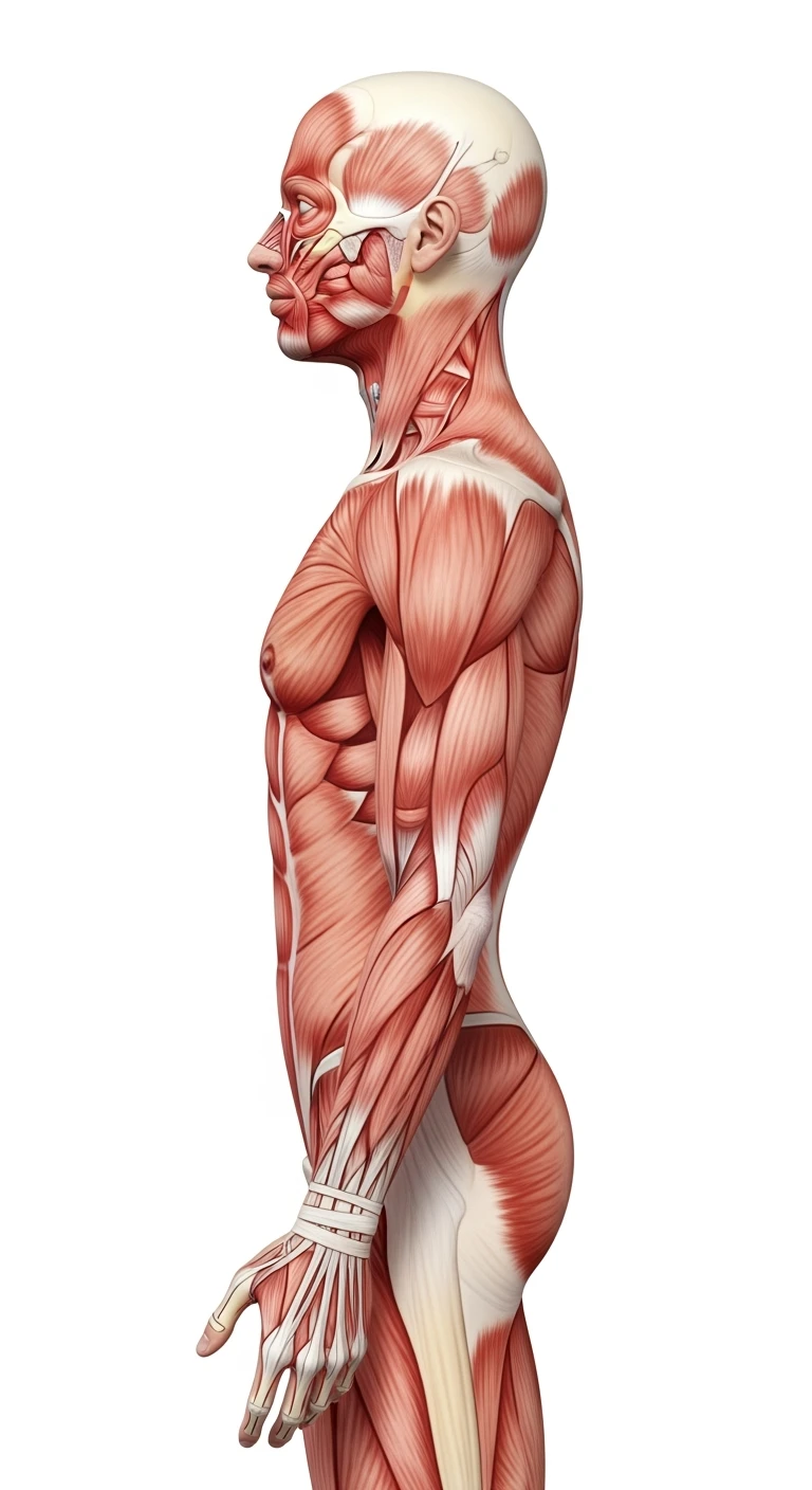corpo umano anatomico di profilo realistico con schiena piatta, sfondo bianco, iperrealistico 4k emoji