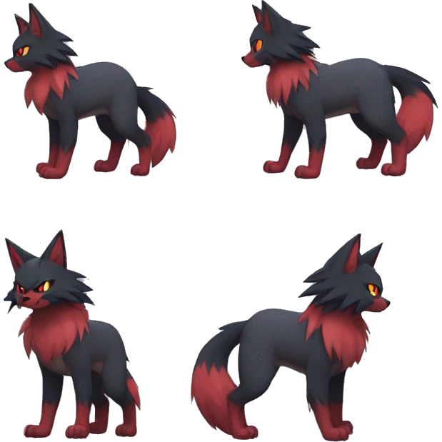 Litten-Zoroark-Mightyena-Zorua full body emoji