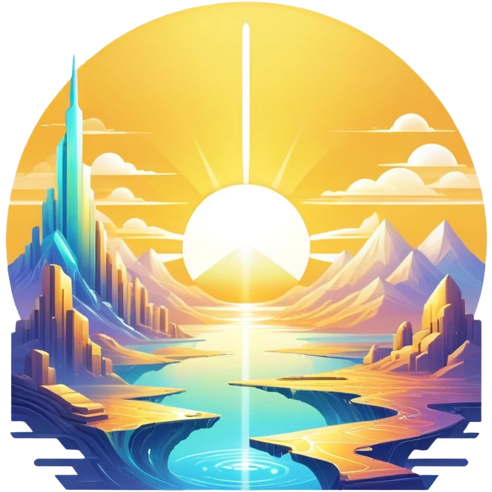 Epic complex detailed iridescent gradients white golden bright light solarpunk sunny futuristic aesthetic-scenery emoji