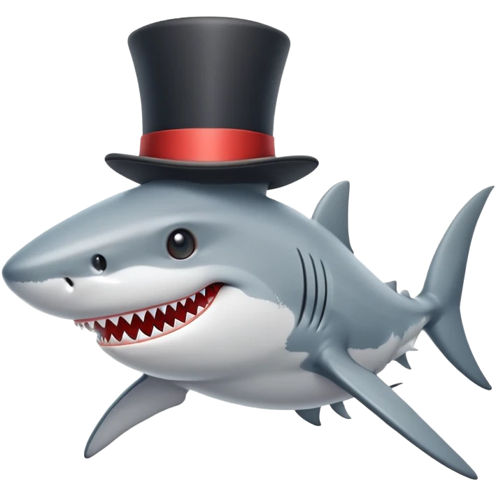 Shark with a top hat emoji